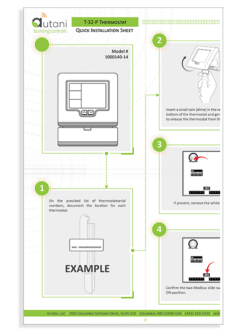 T32P Thermostat Quick Installation Sheet